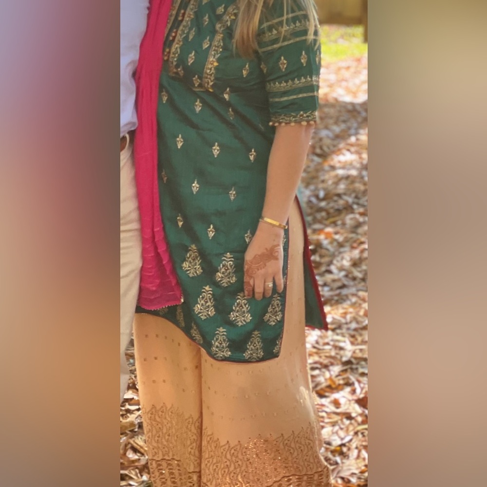 Elegant Green and Tan Kurta